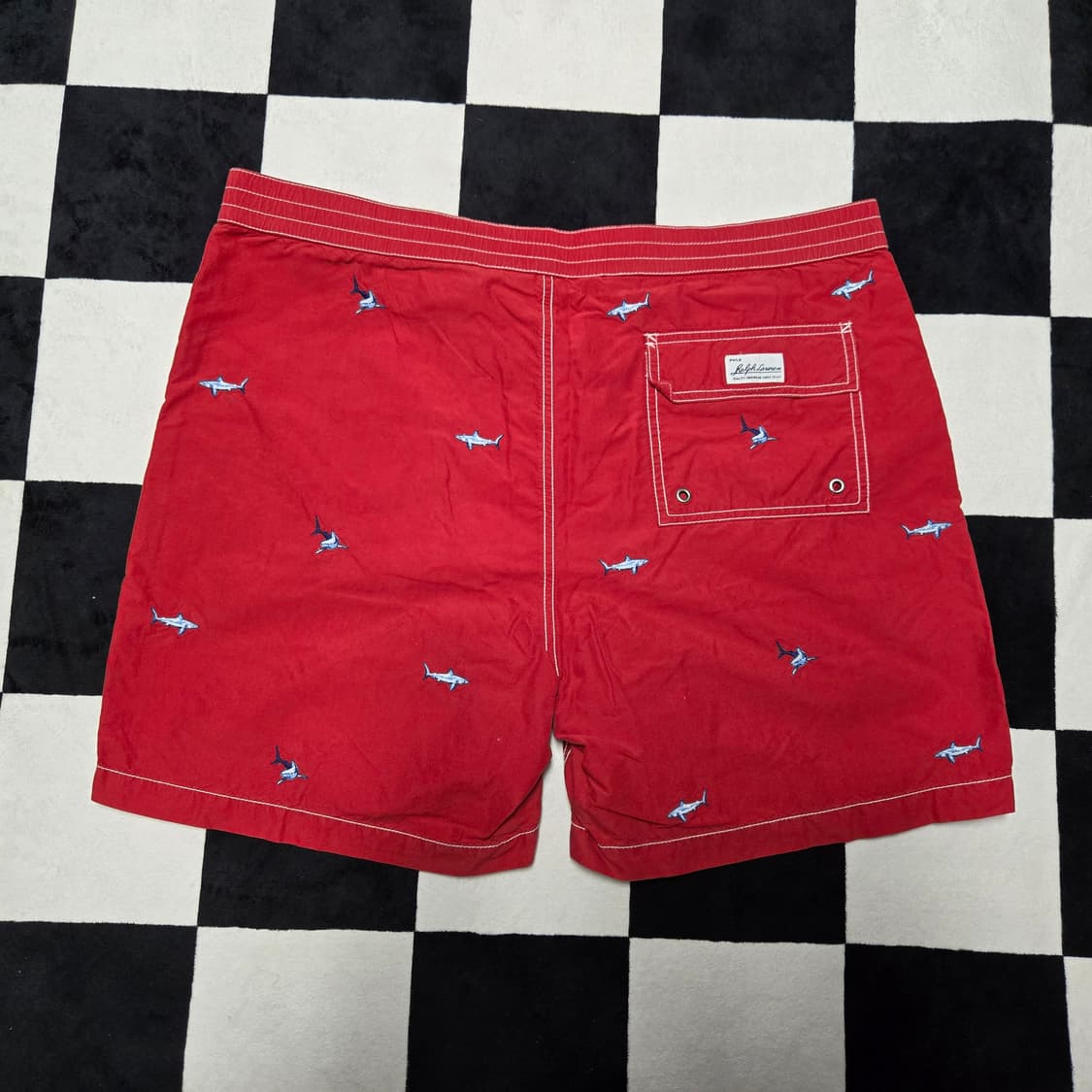 XL 폴로랄프로렌 90s 샤크 엠브로이드 스윔팬츠 레드 수영복 상품이미지4