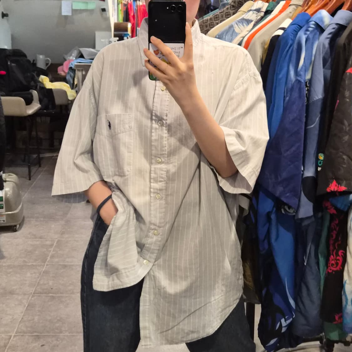 [NO.9] 폴로 반팔 스트라이프셔츠 하늘색/화이트 라인 상품이미지1