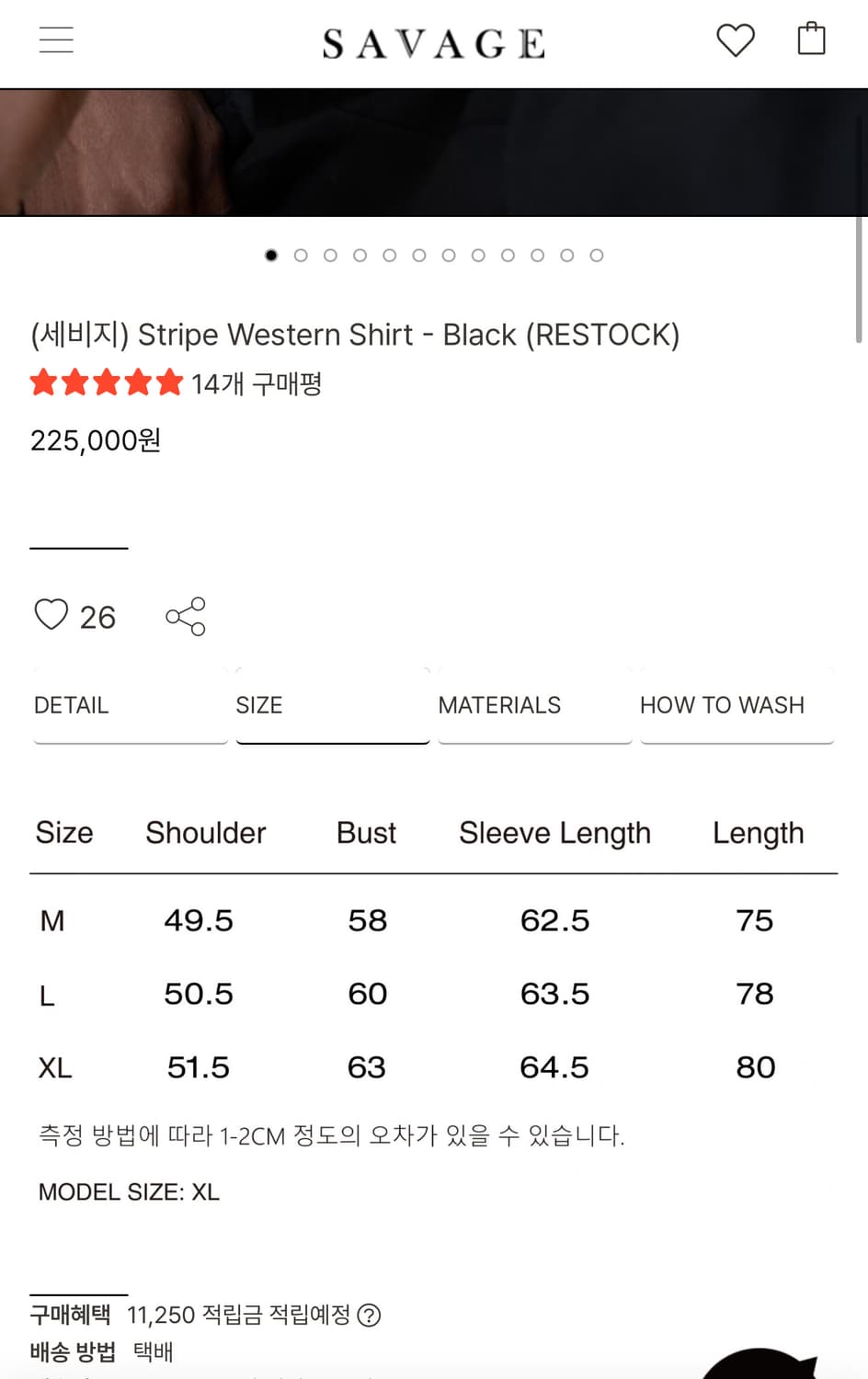 세비지 웨스턴 스트라이프 셔츠 L 상품이미지4