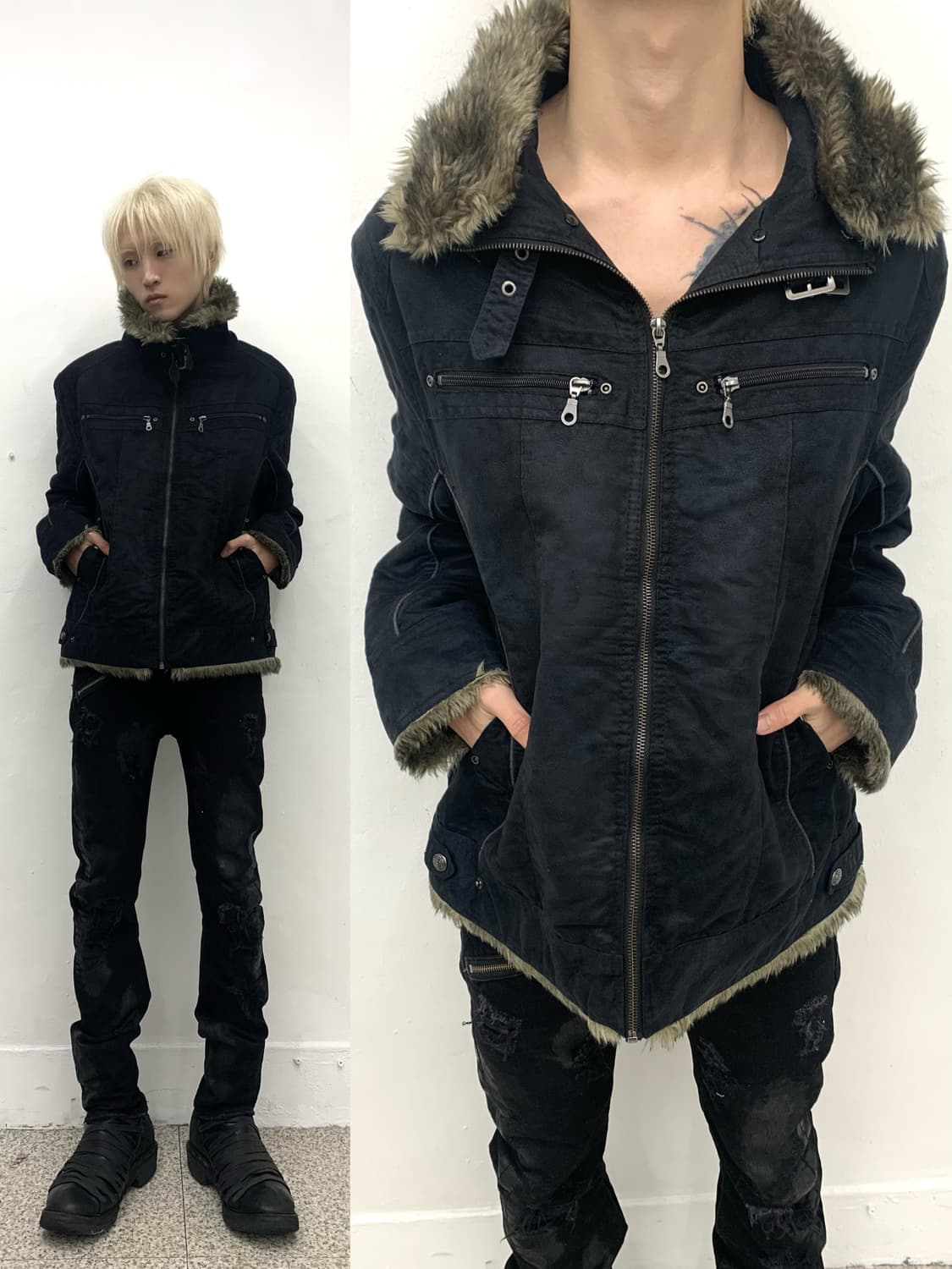 V-kei mood fur rider jacket   상품이미지5