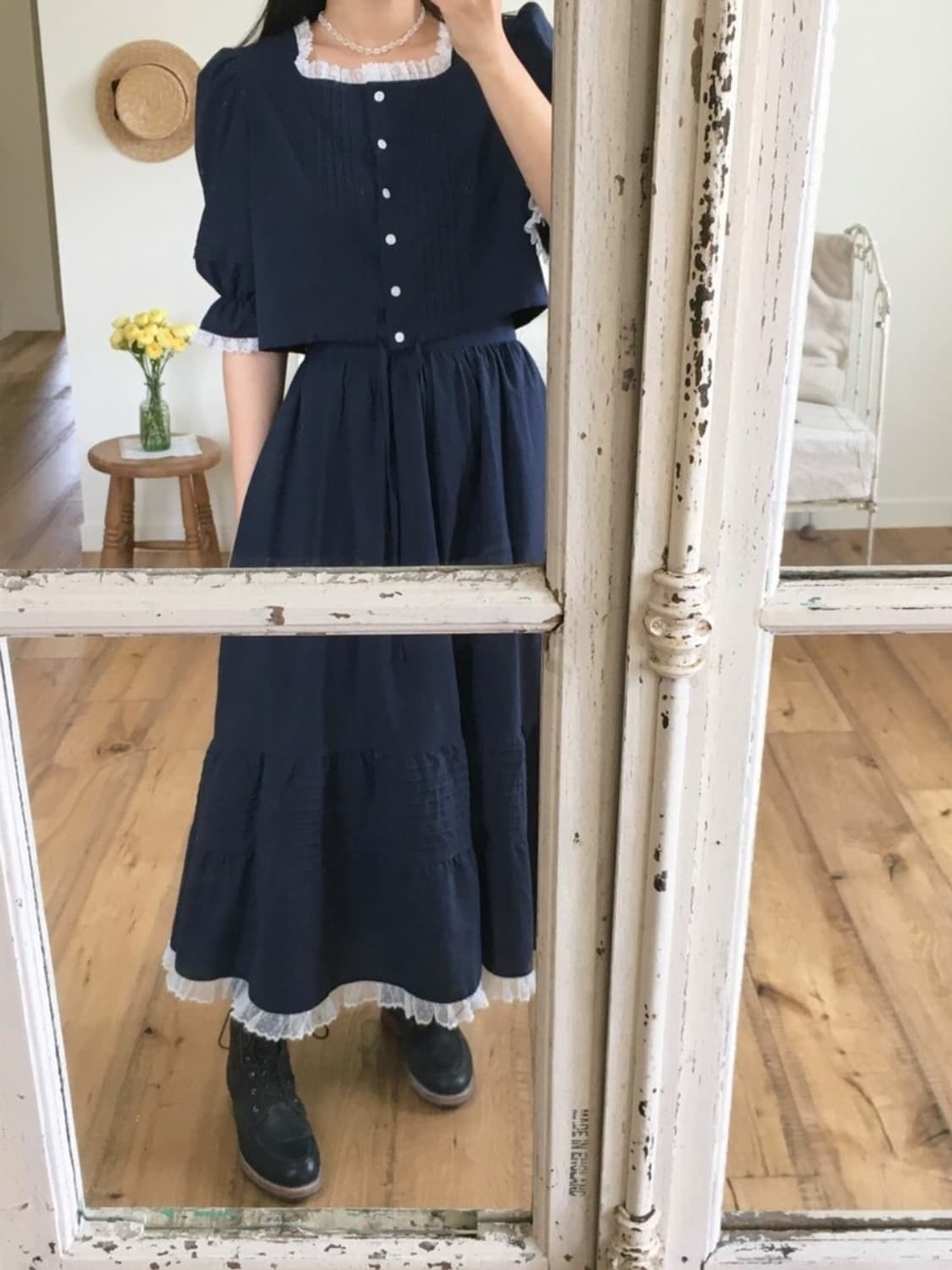 편택포) 미미부티크 마이 페어리 셋업 네이비 새상품 상품이미지3