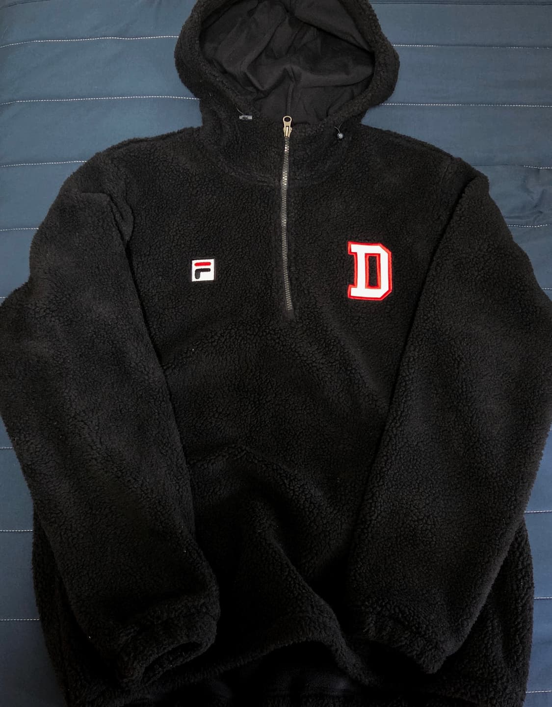 두산베어스 휠라 후리스 후드 반집업 블랙 XL 상품이미지1