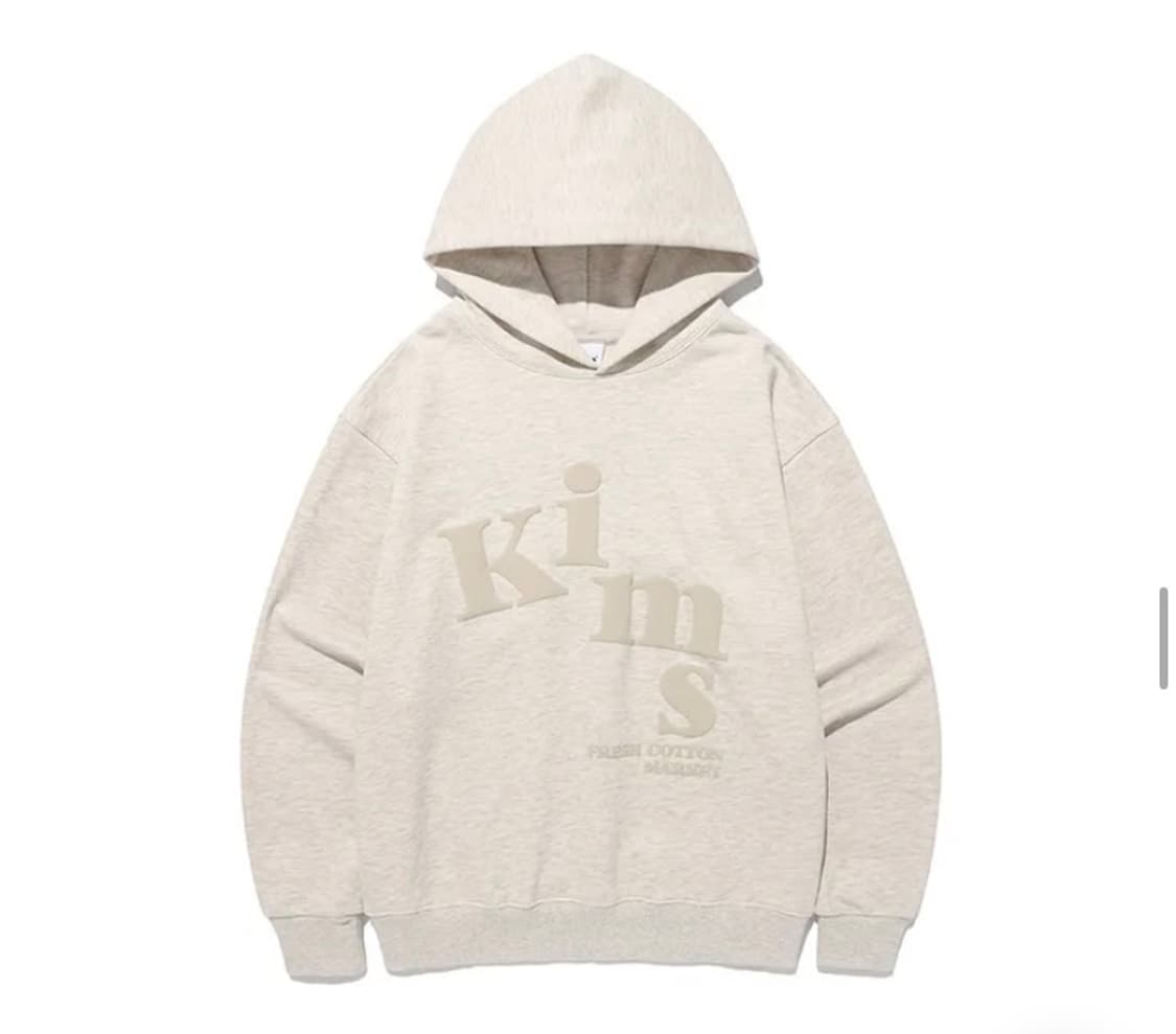 킴스 메시 알파 로고 후디 오트밀 상품이미지1