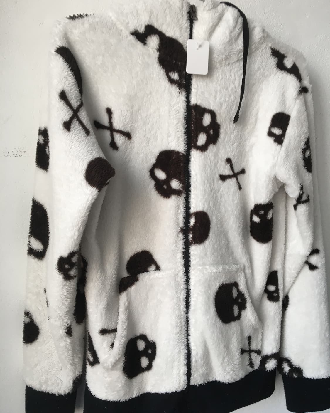 Skull pattern fleece hood zip up 상품이미지3