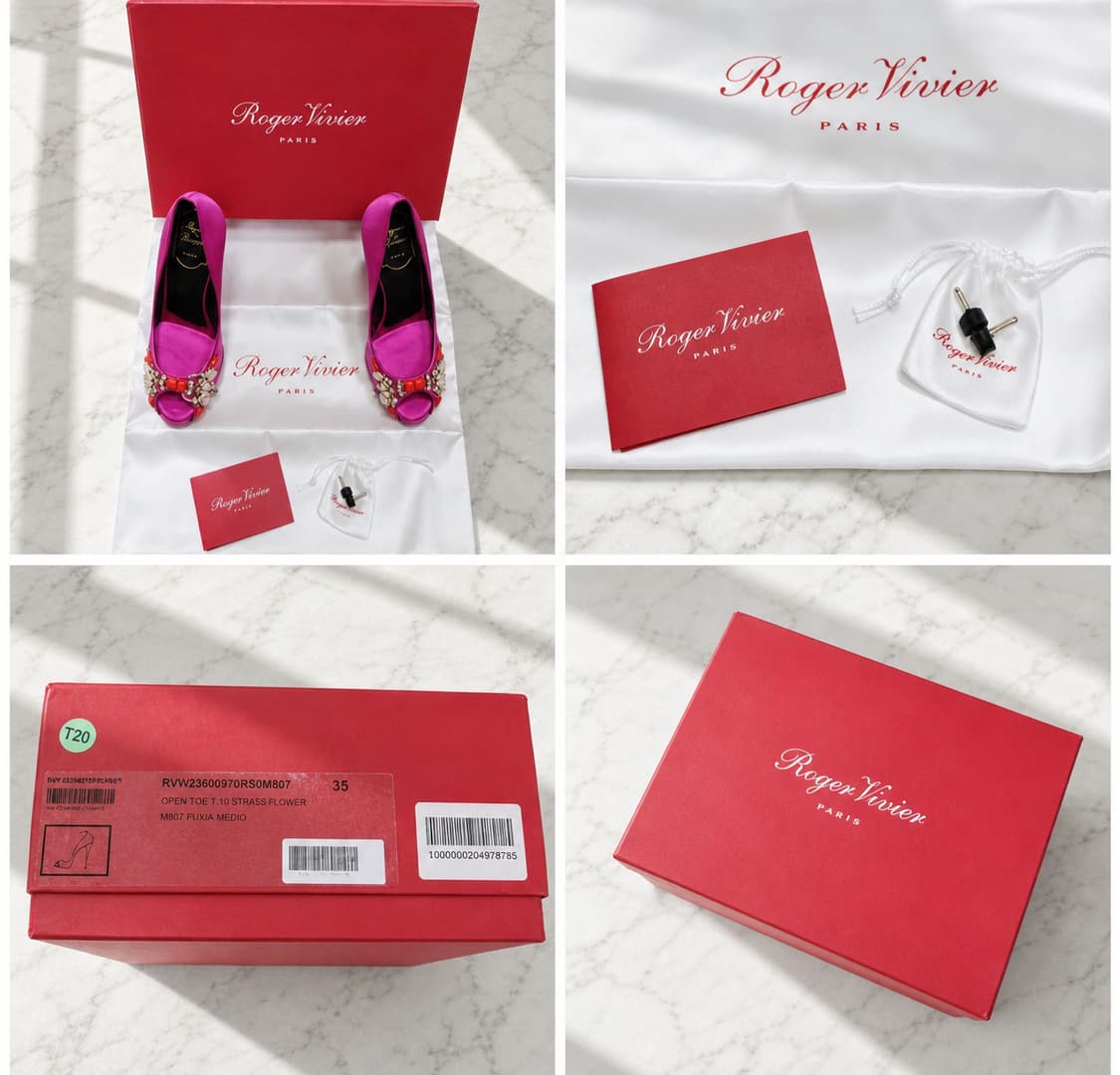 Roger Vivier 정품 핑크 새틴 힐 35 / 보석 장식 / 35 상품이미지3