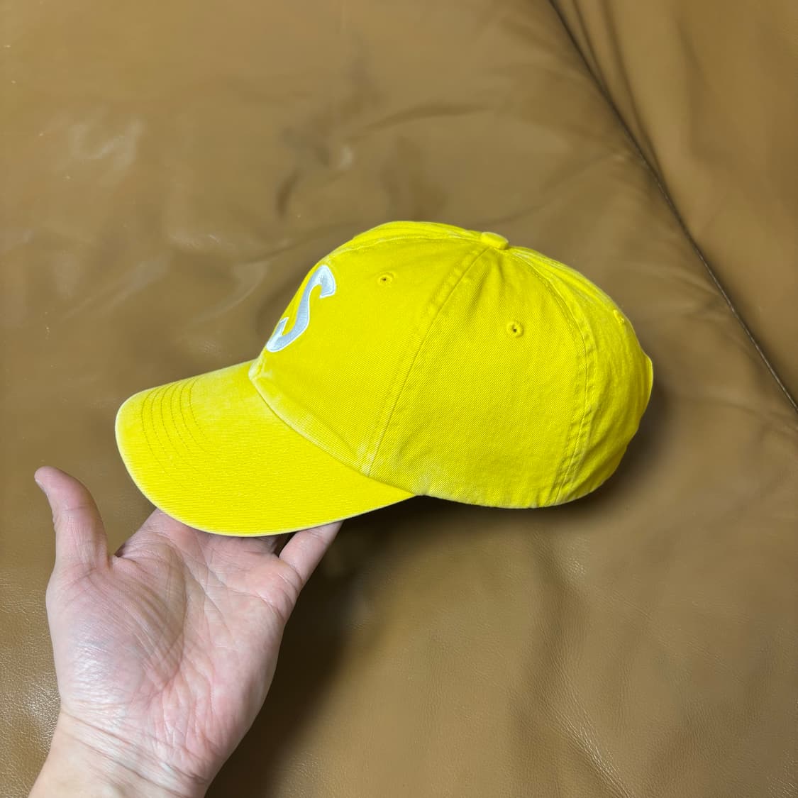 슈프림 S로고 6패널 볼캡 모자 피그먼트 옐로우 상품이미지4