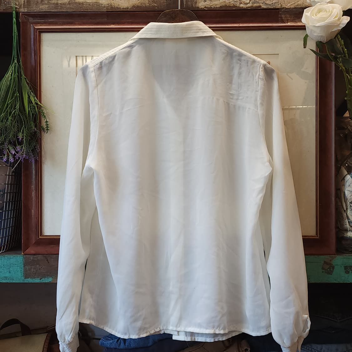 90s 빈티지 블라우스 프렌치 화이트 셔츠 블라우스 모리걸 42 상품이미지3