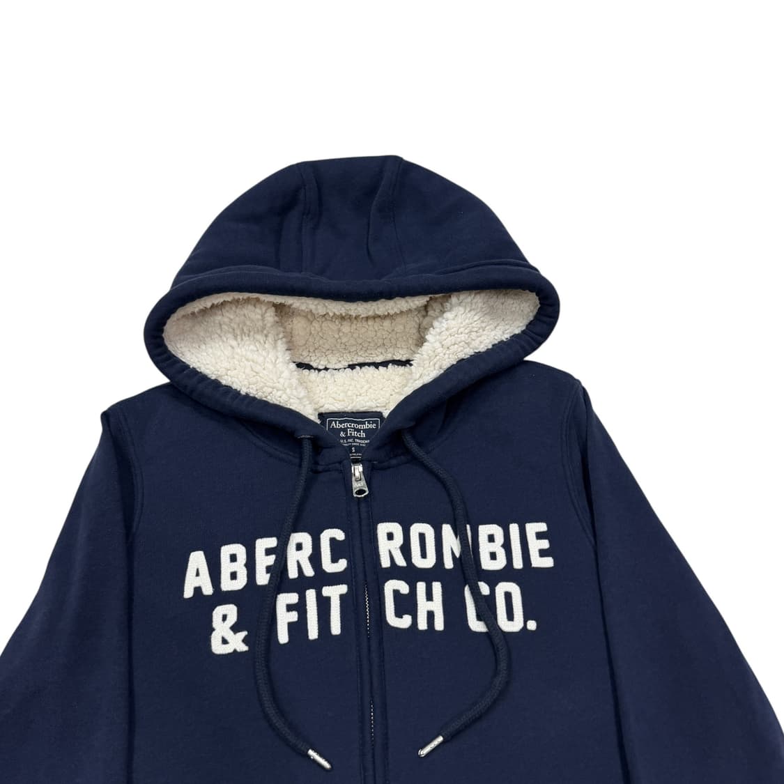 아베크롬비 빈티지 쉐르파 딱붙핏 네이비 후드집업 자켓 S 상품이미지2