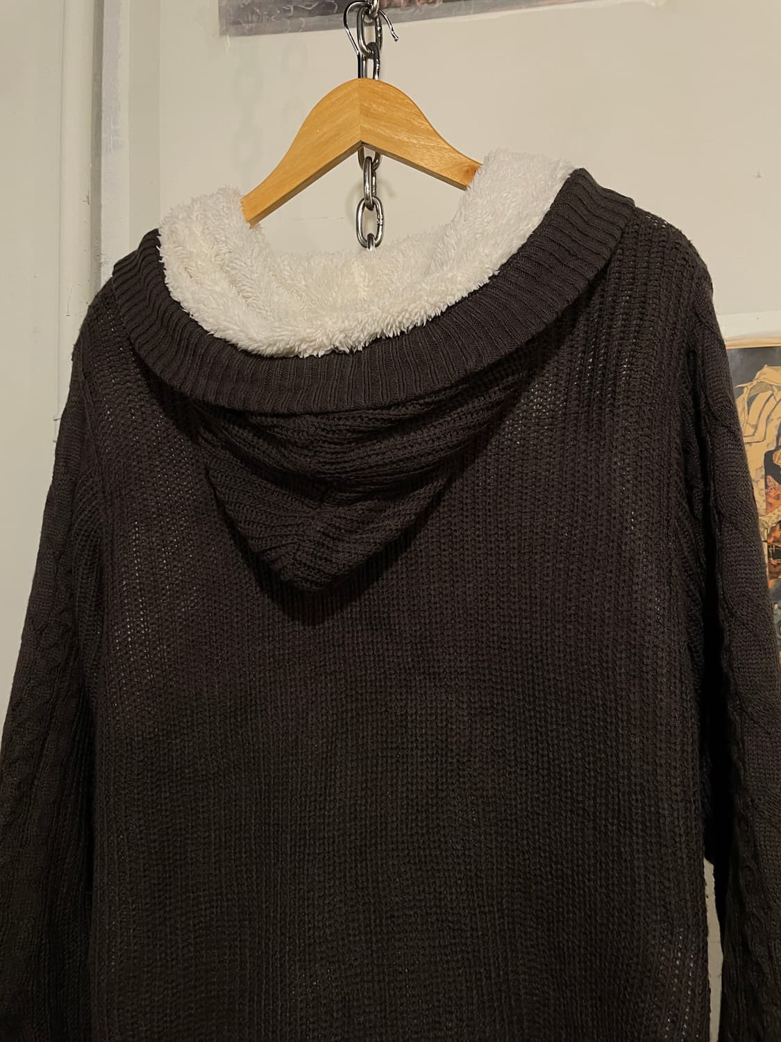 axes femme 엑시즈팜 딥브라운 롱 니트 후드 자켓 가디건 모리 상품이미지5