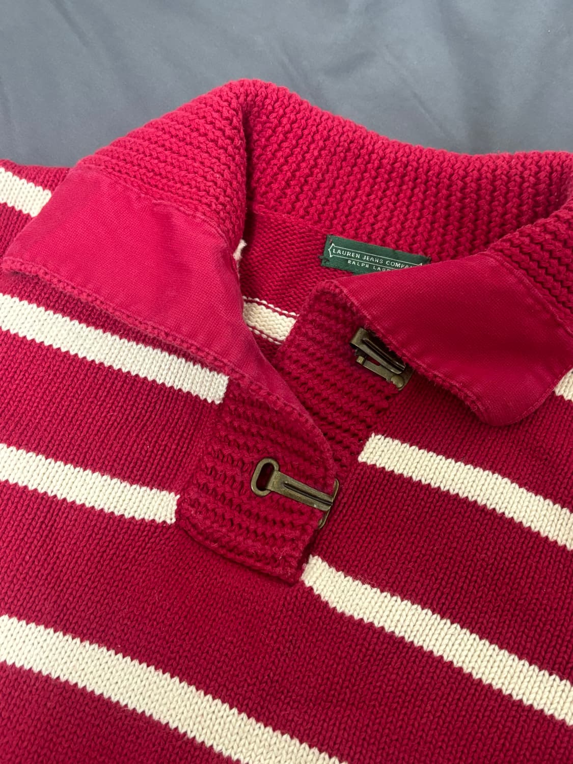 [LAUREN JEANS COMPANY / L] 스트라이프 하프집업 니트 상품이미지2