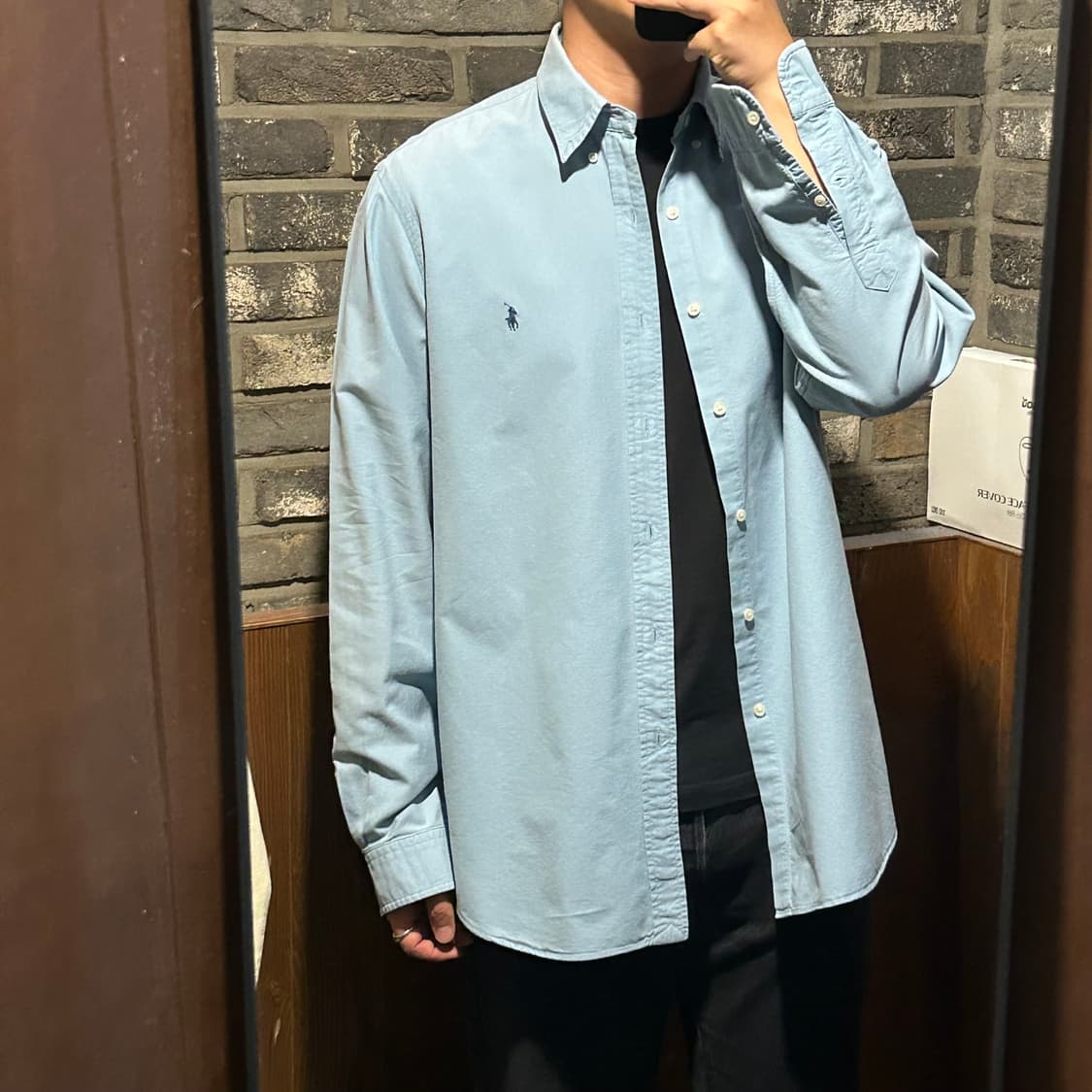 XL) 폴로 랄프로렌 클래식핏 가먼트다이 하늘색 셔츠 상품이미지8