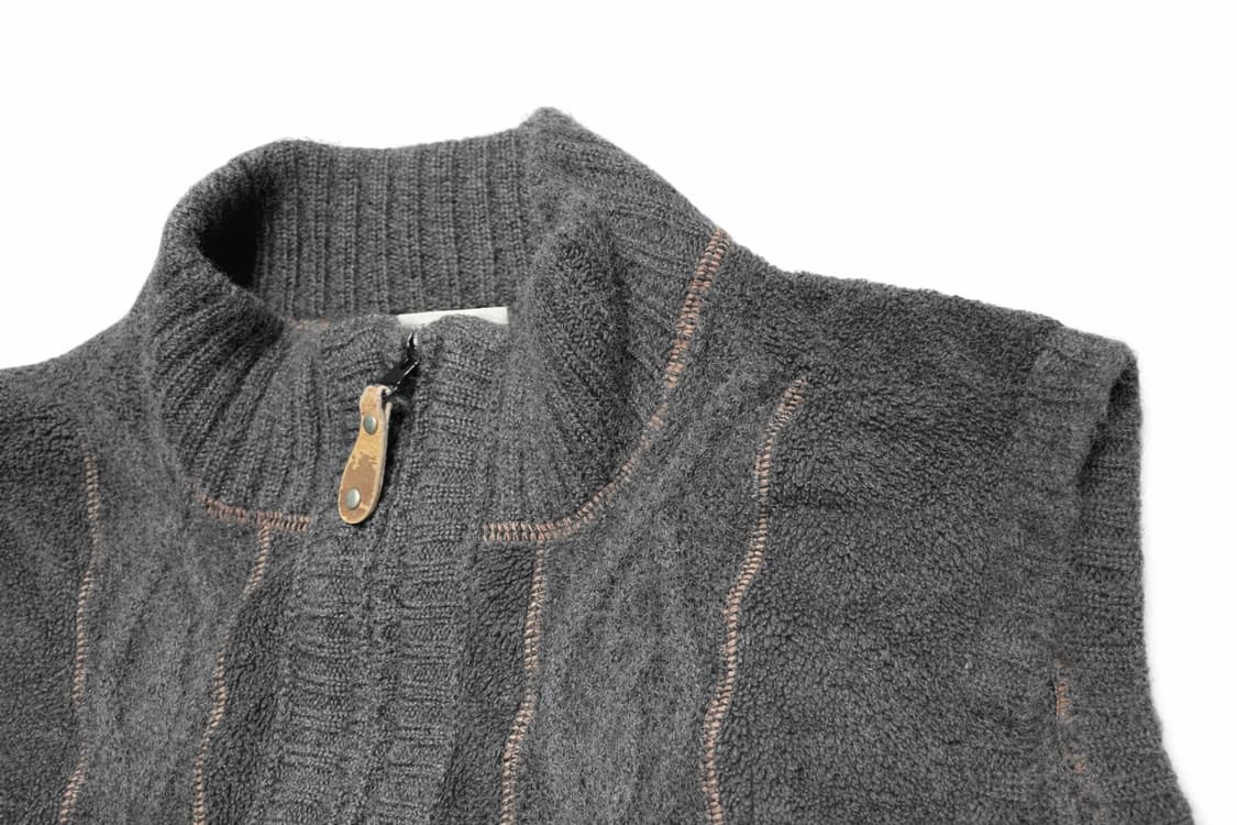 JPN 00s 일본 빈티지 울 케이블 니트 패턴 조끼 플리스 베스트 상품이미지4