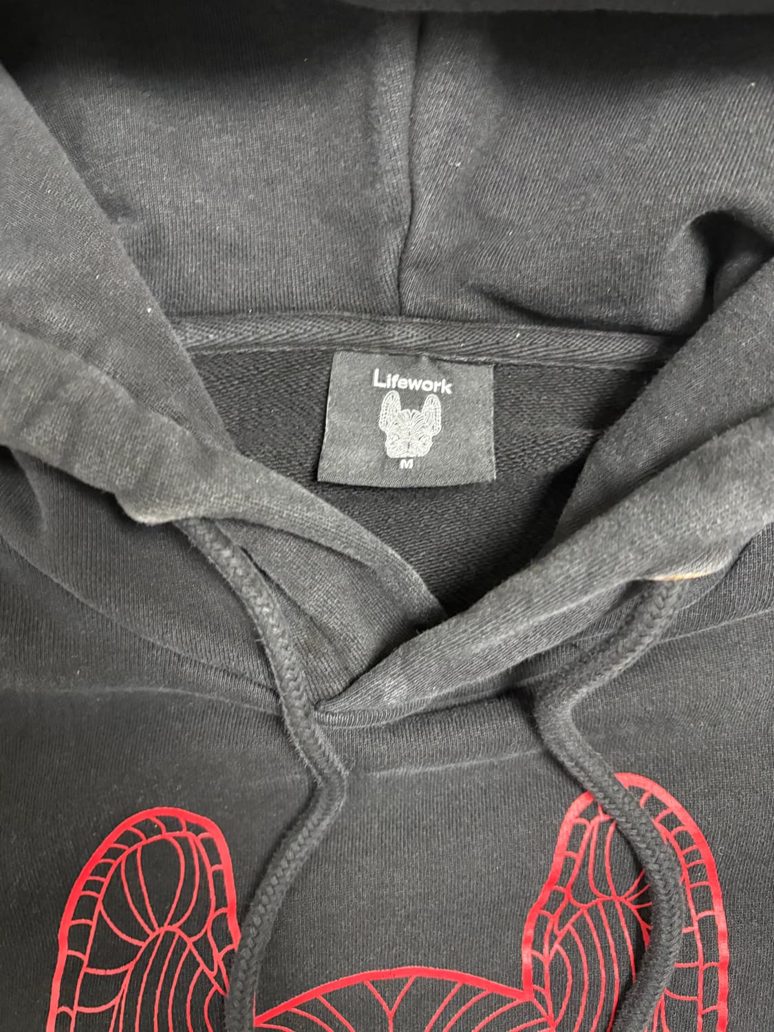 라이프워크 빅라독 레드 프린팅 후드티 블랙 상품이미지6