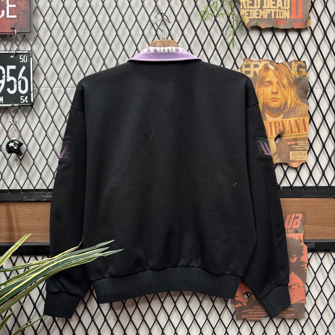 90s 아디다스 재팬 크롭 트랙 자켓 트레포일 로고 포인트 블랙 퍼플 상품이미지2