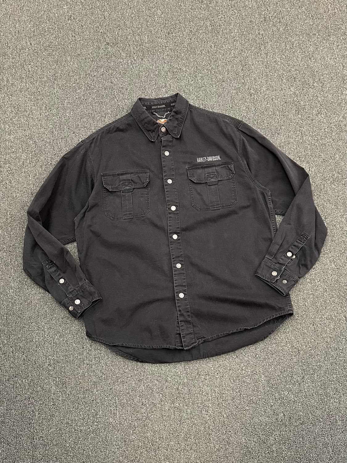 L)할리데이비슨 vintage 블랙 후면 패치 코튼 긴팔셔츠 상품이미지1