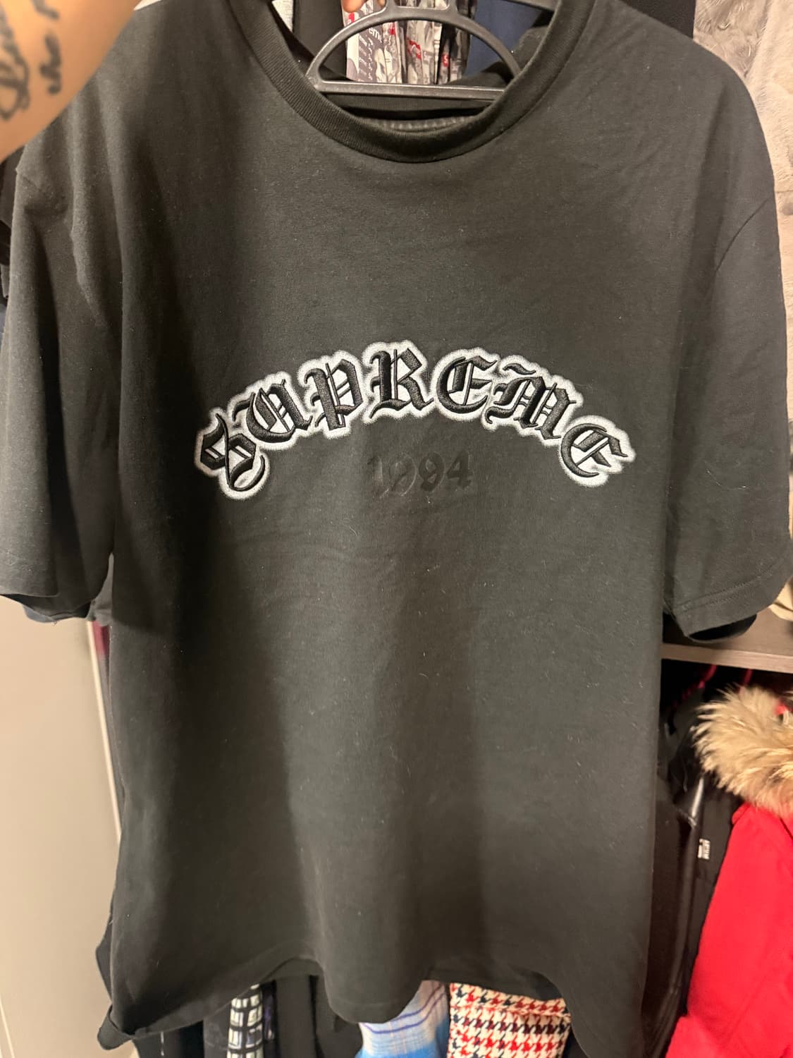 슈프림 올드잉글리쉬자수 레드탭 XL 상품이미지1