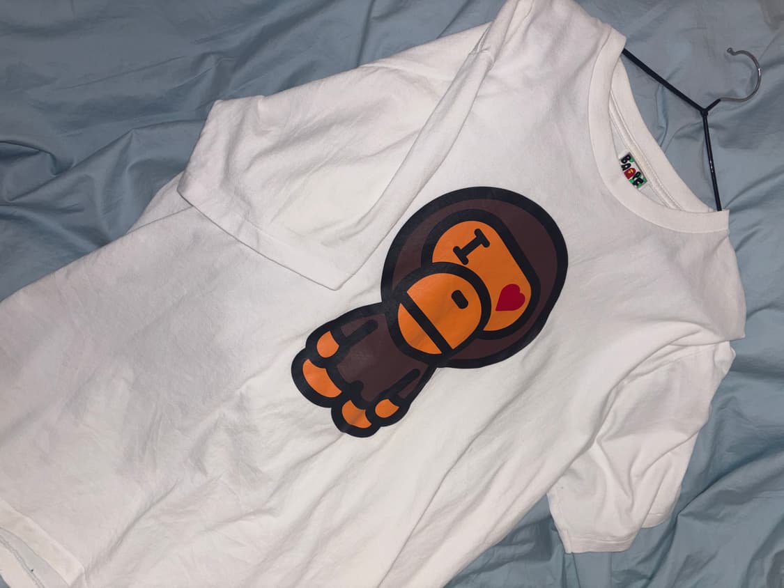 정품) 베이프 하트 마일로 반팔 티셔츠 bape heart milo 상품이미지1