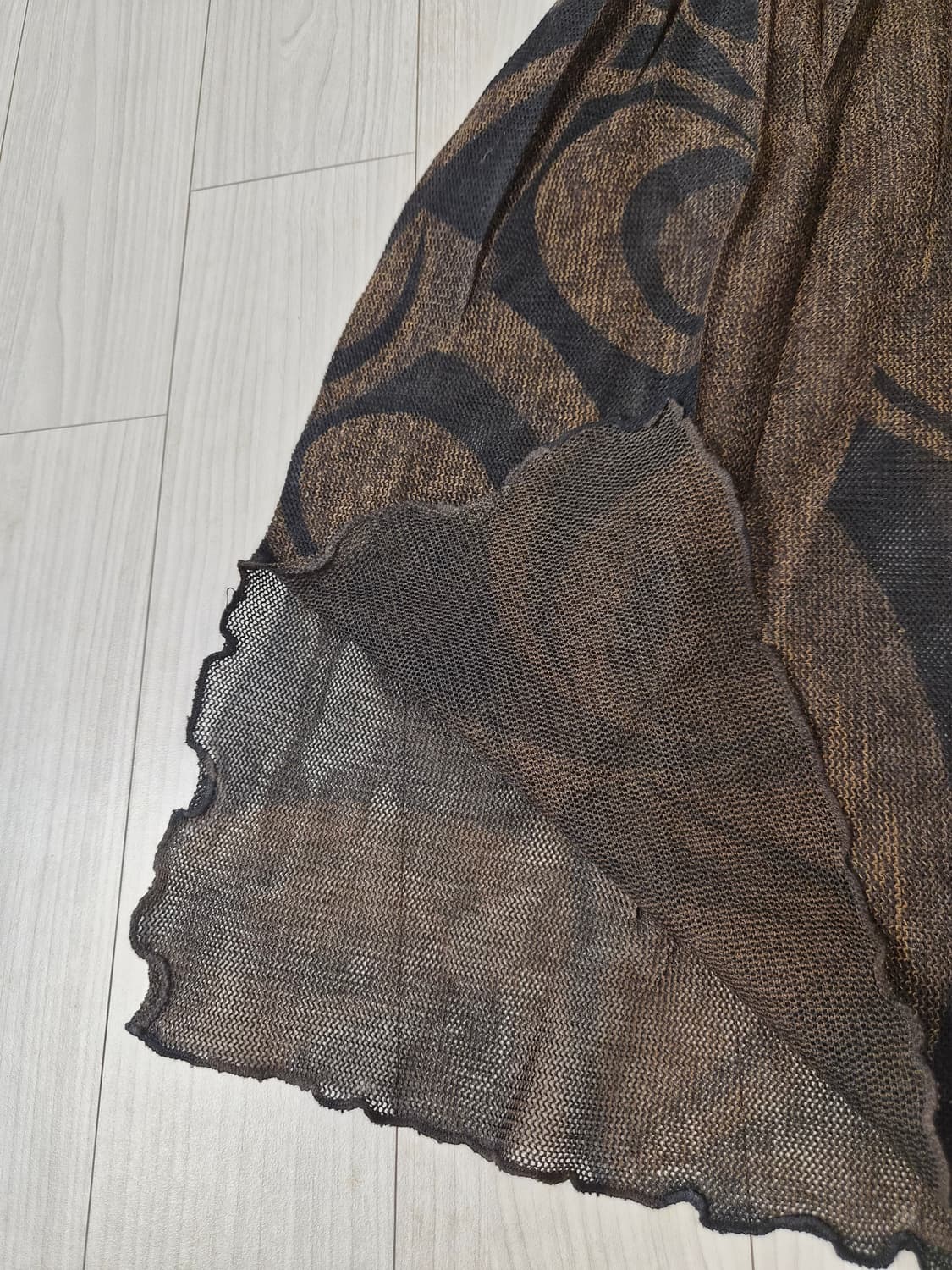 Calabaza 카라바사 일본 수입 - 우아한 셔링 메쉬 롱 블라우스/미 상품이미지3