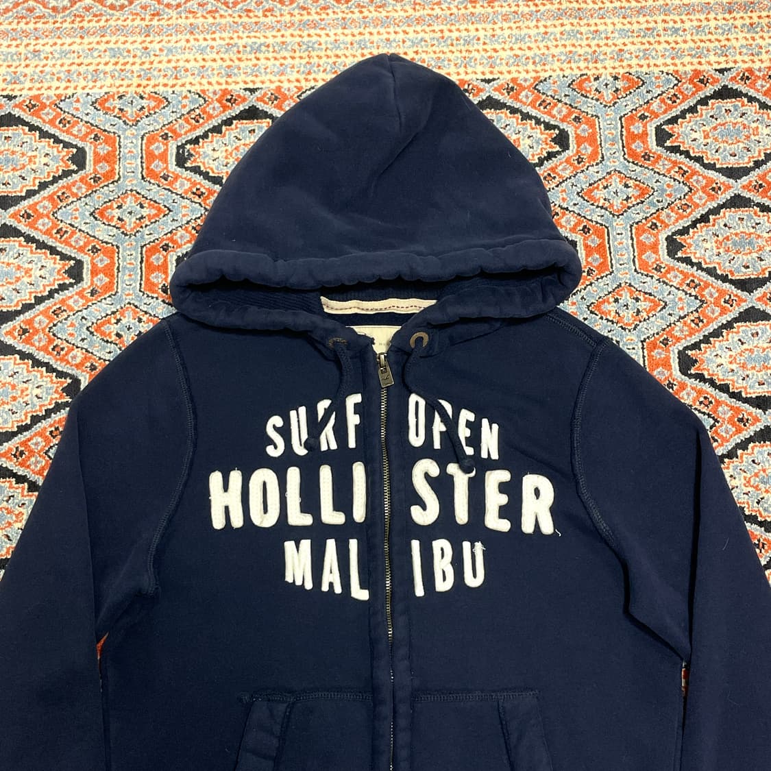홀리스터 스펠로고 네이비 기모 후드집업 남성S 상품이미지2