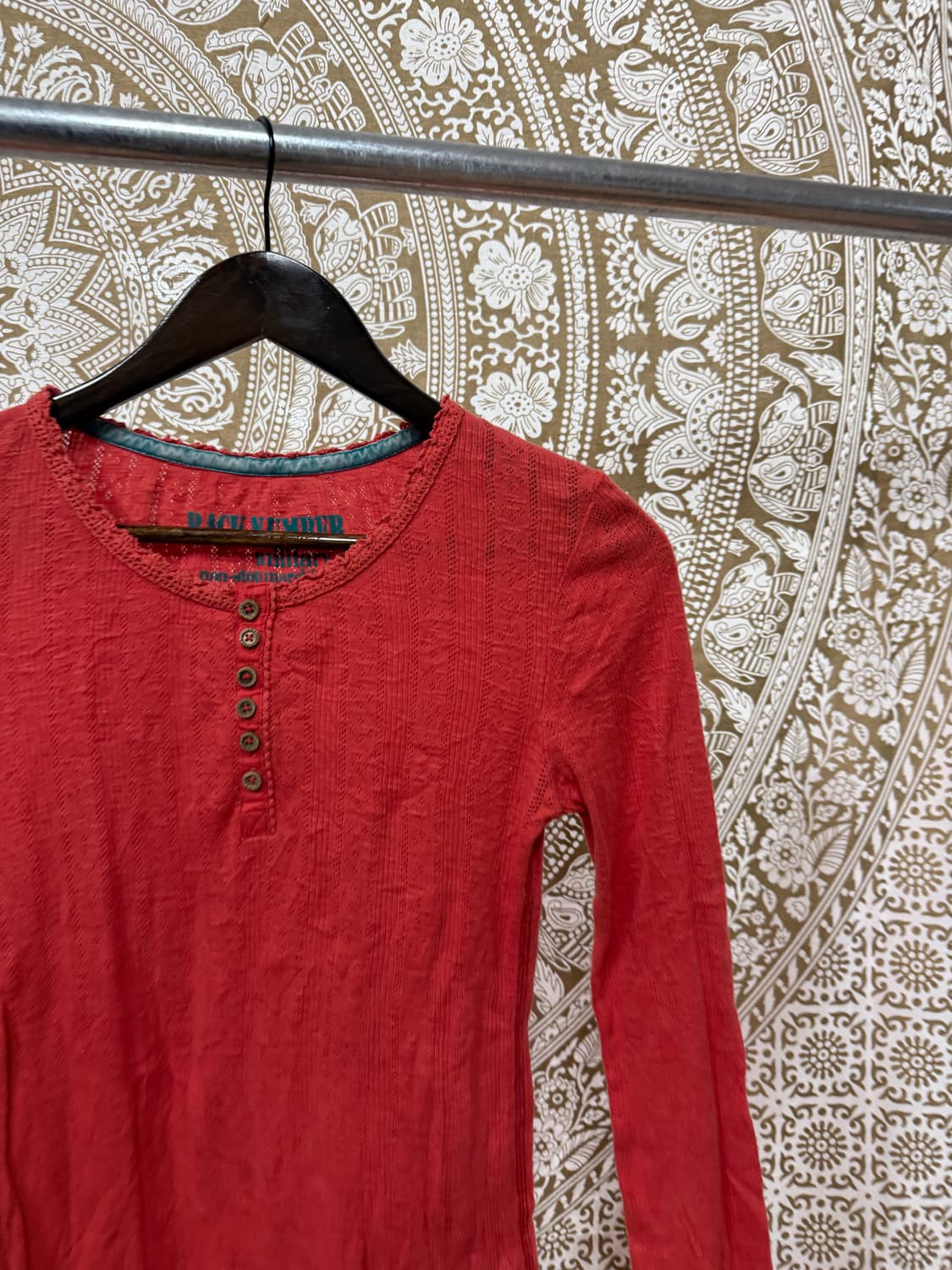 제페니즈 빈티지 여성 펀칭 헨리넥 긴팔 티  상품이미지3