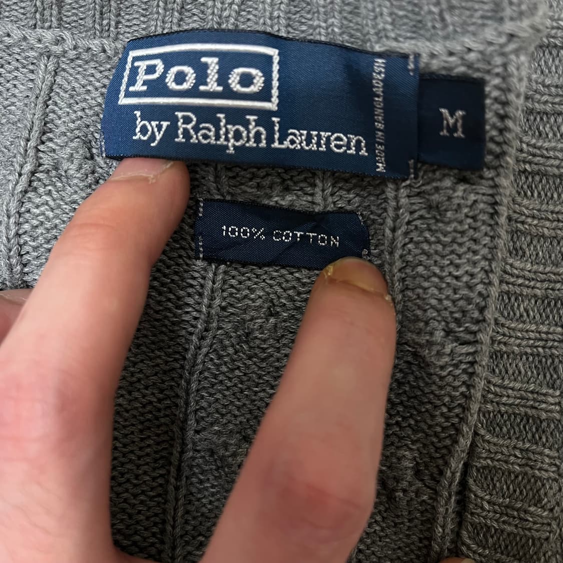 폴로 랄프로렌 케이블 브이넥 꽈배기 코튼 니트 조끼 M/95 상품이미지4