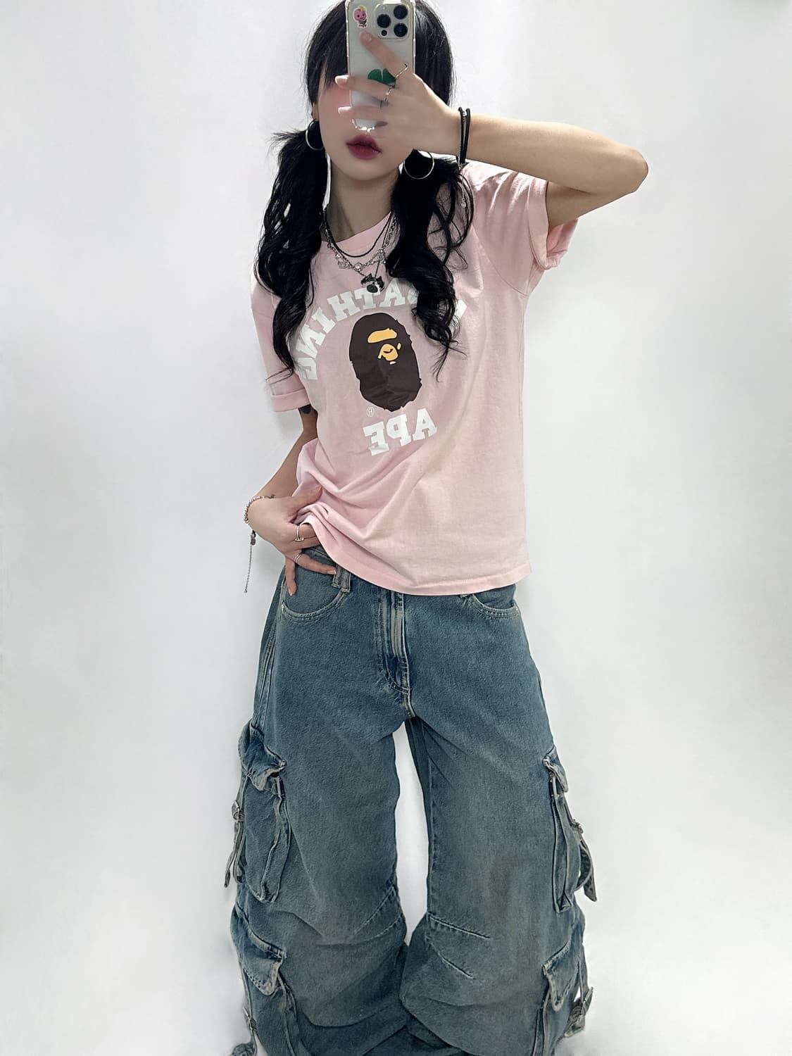 베이프 연핑크 컬리지 반팔티 상품이미지1