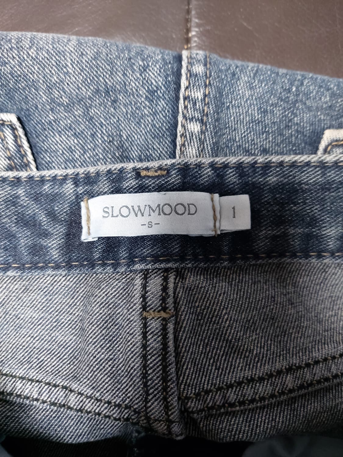 슬로우무드(SLOWMOOD) 여성 워싱 와이드 데님팬츠(S) 상품이미지4