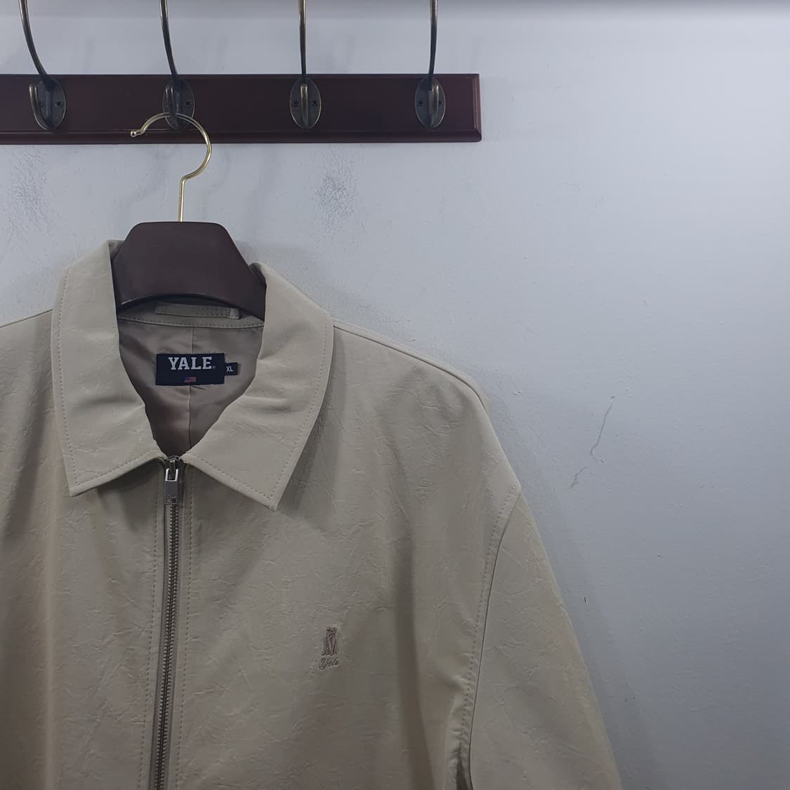 XL 예일 남성 크림색 카라넥 빈티지 풀집업 가벼운 자켓 점퍼 상품이미지2