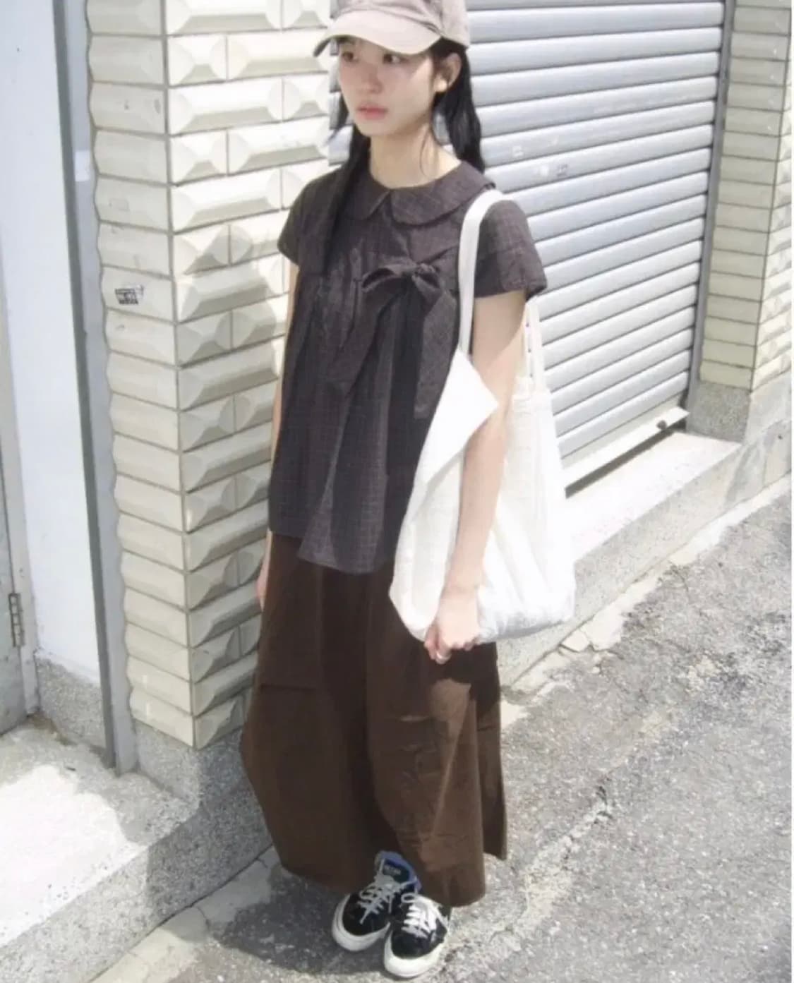 마루비 블라우스 브라운 상품이미지1