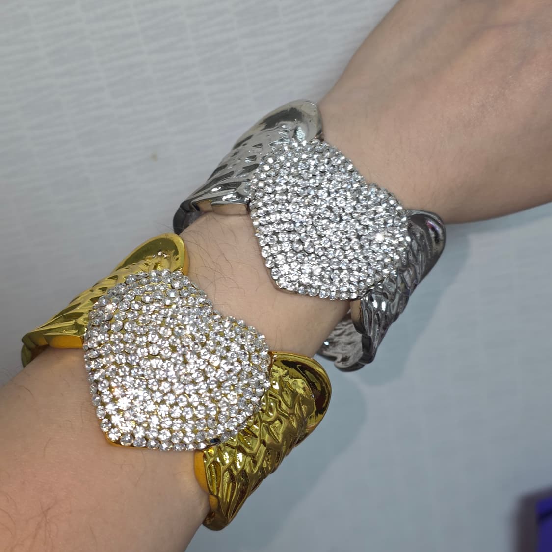 빈티지)y2k 고스펑크 하트천사 오네갸루 대대장 뱅글 큐빅 팔찌 상품이미지3