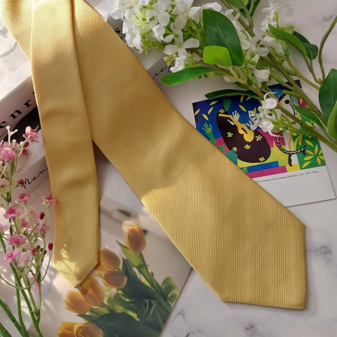 발렌티노 실크 레몬 솔리드 넥타이 8.7cm A+등급 K1544
 상품이미지3