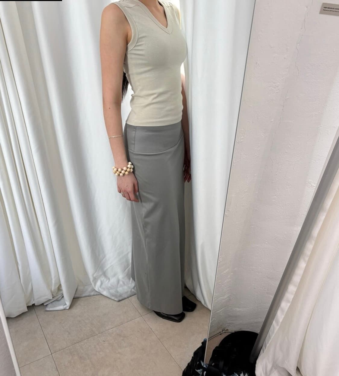 브리즈아카이브 스트레이트 롱 스커트 그레이 상품이미지5