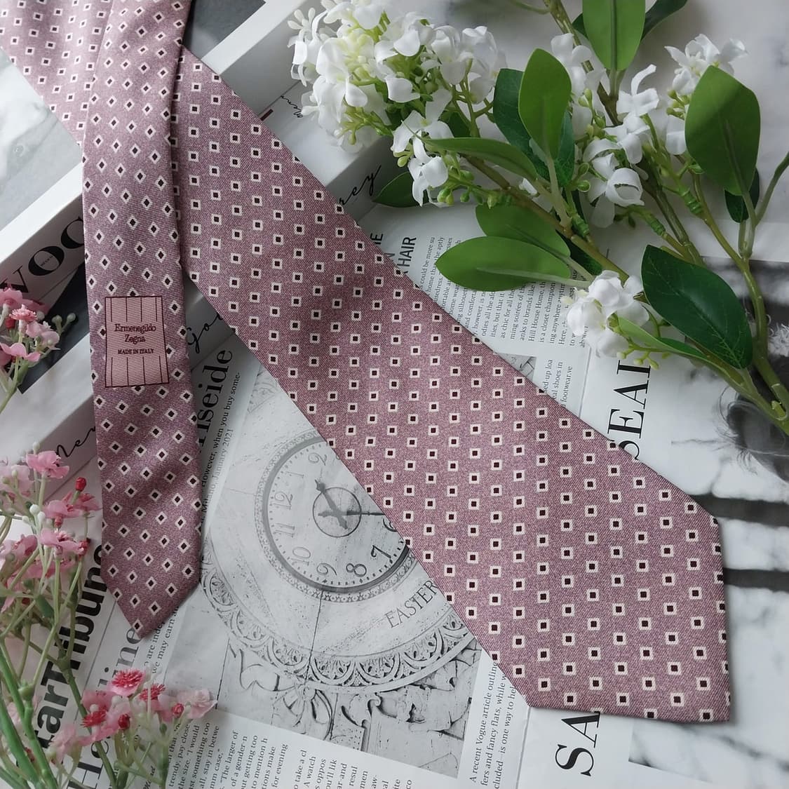 에르메네질도 제냐 실크 패턴 넥타이 8.9cm A+등급 K2179 상품이미지4