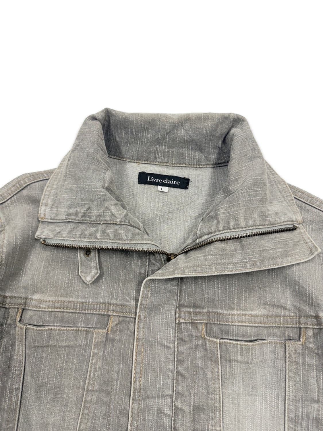 빈티지 Livre Claire 그레이 버클 데님 라인 자켓 상품이미지5