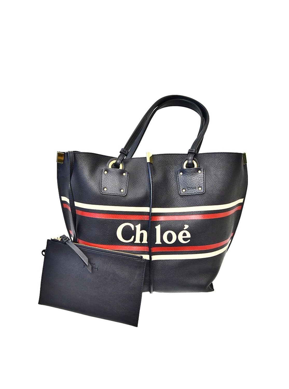 끌로에 빅로고 스트라이프 레더 숄더백(정품) 상품이미지1