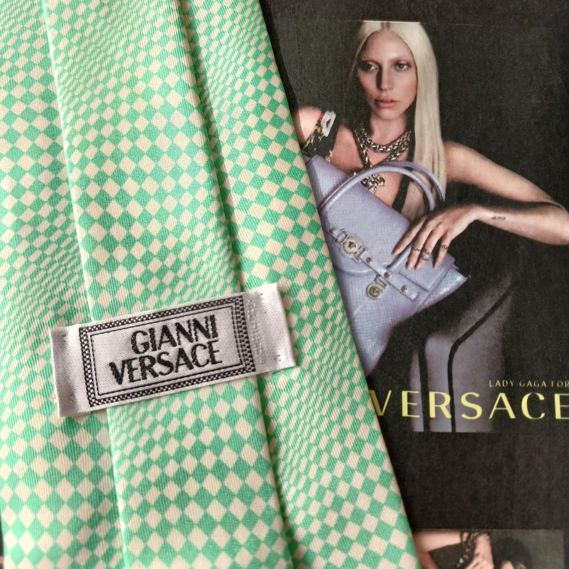 지아니 베르사체 실크 민트 체크 넥타이 10.2cm B등급 A18802
 상품이미지5