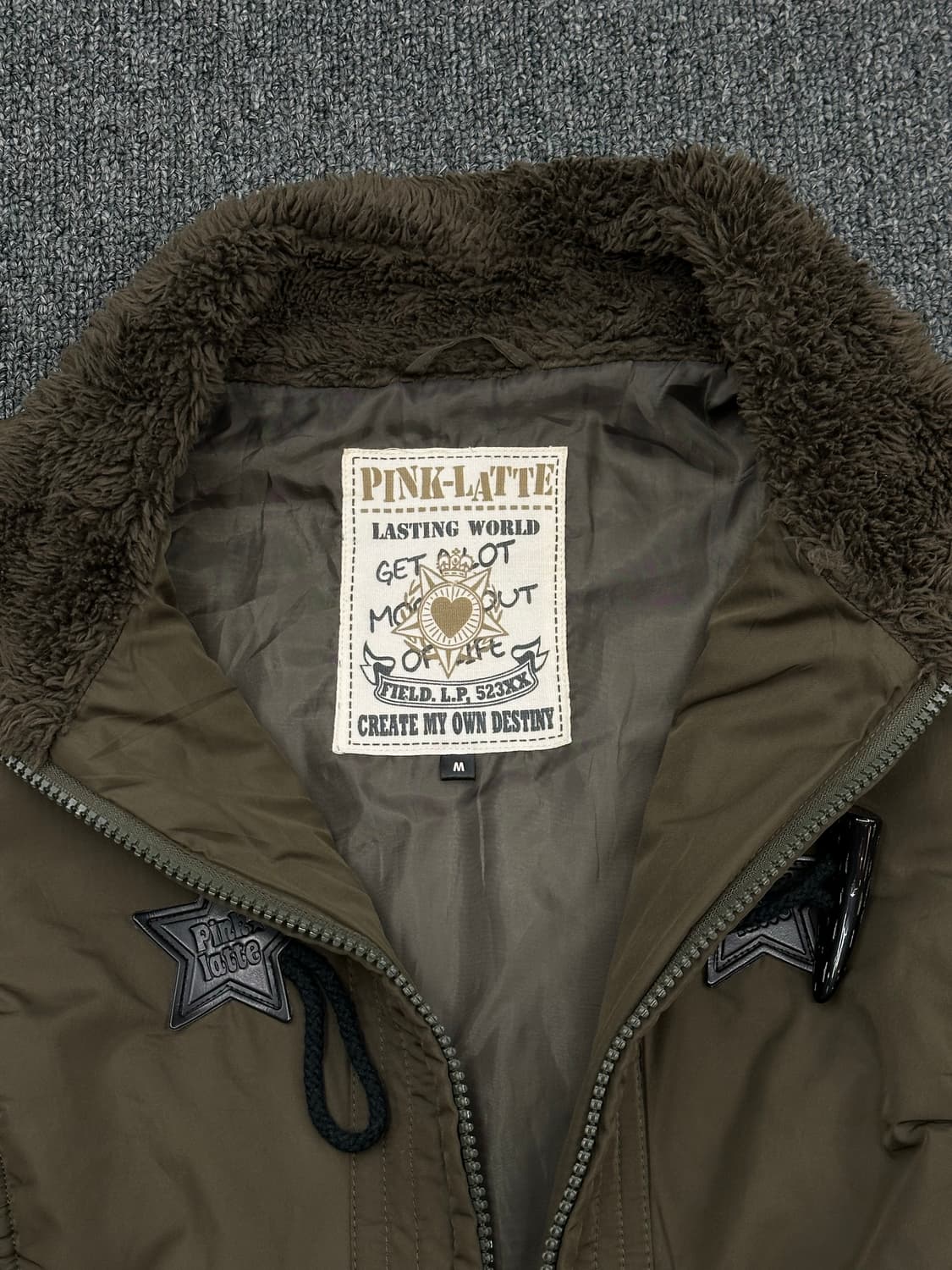 M)Japanese vintage Y2K 여성 올리브 코트 패딩 상품이미지5