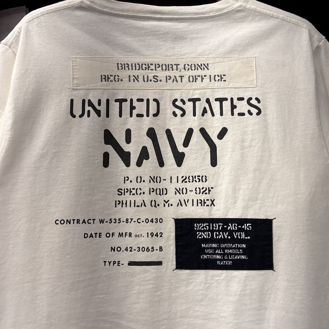 아비렉스 밀리터리 베이스 NAVY 패치 스텐실 프린팅 티셔츠 N1600 상품이미지5