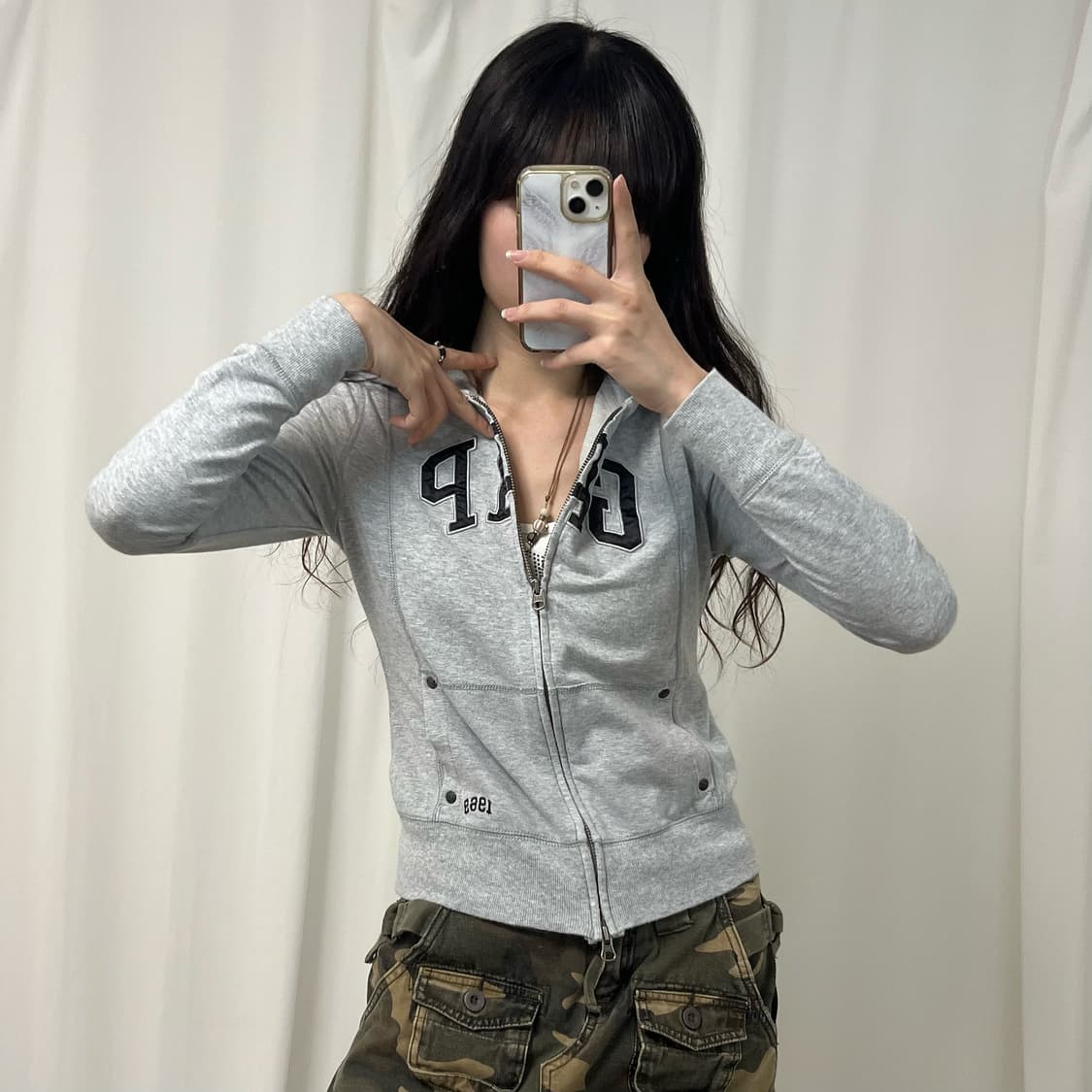 Gap 2way gray hood zip-up 상품이미지1