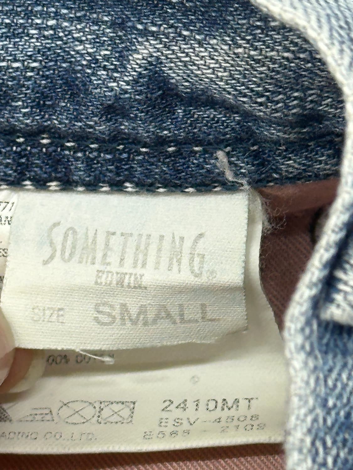 something x EDWIN  숏데님 팬츠 데코라 괴짜 y2k 워싱 상품이미지8