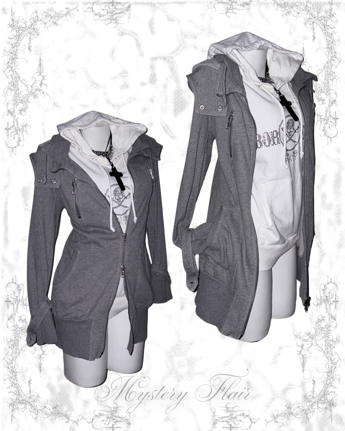 00s 하이넥 아우터⭕️ & 해골 스컬 큐빅 후집 ❌세트 데일리펑크 상품이미지1