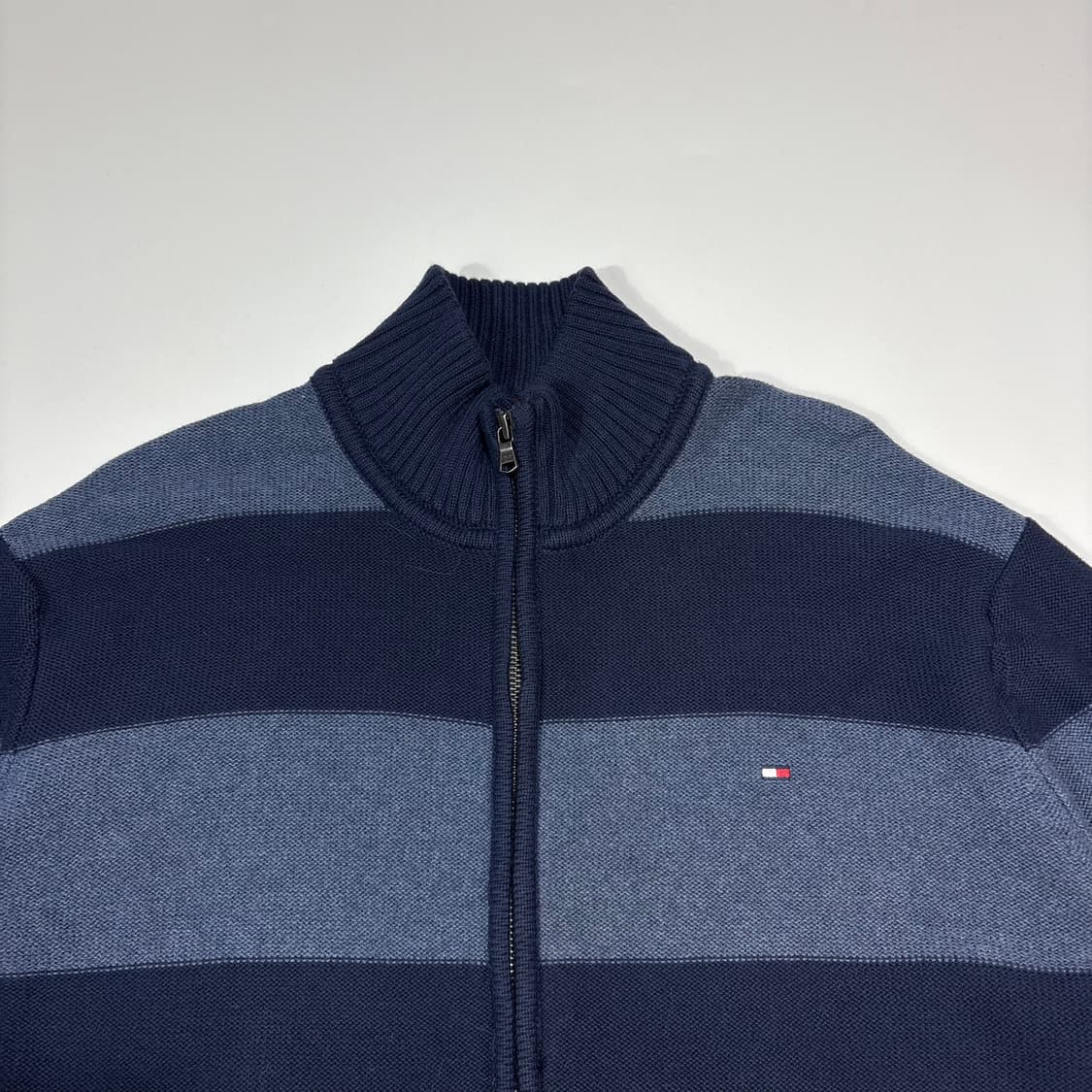 타미힐피거 네이비 스트라이프 투웨이 니트집업 상품이미지4