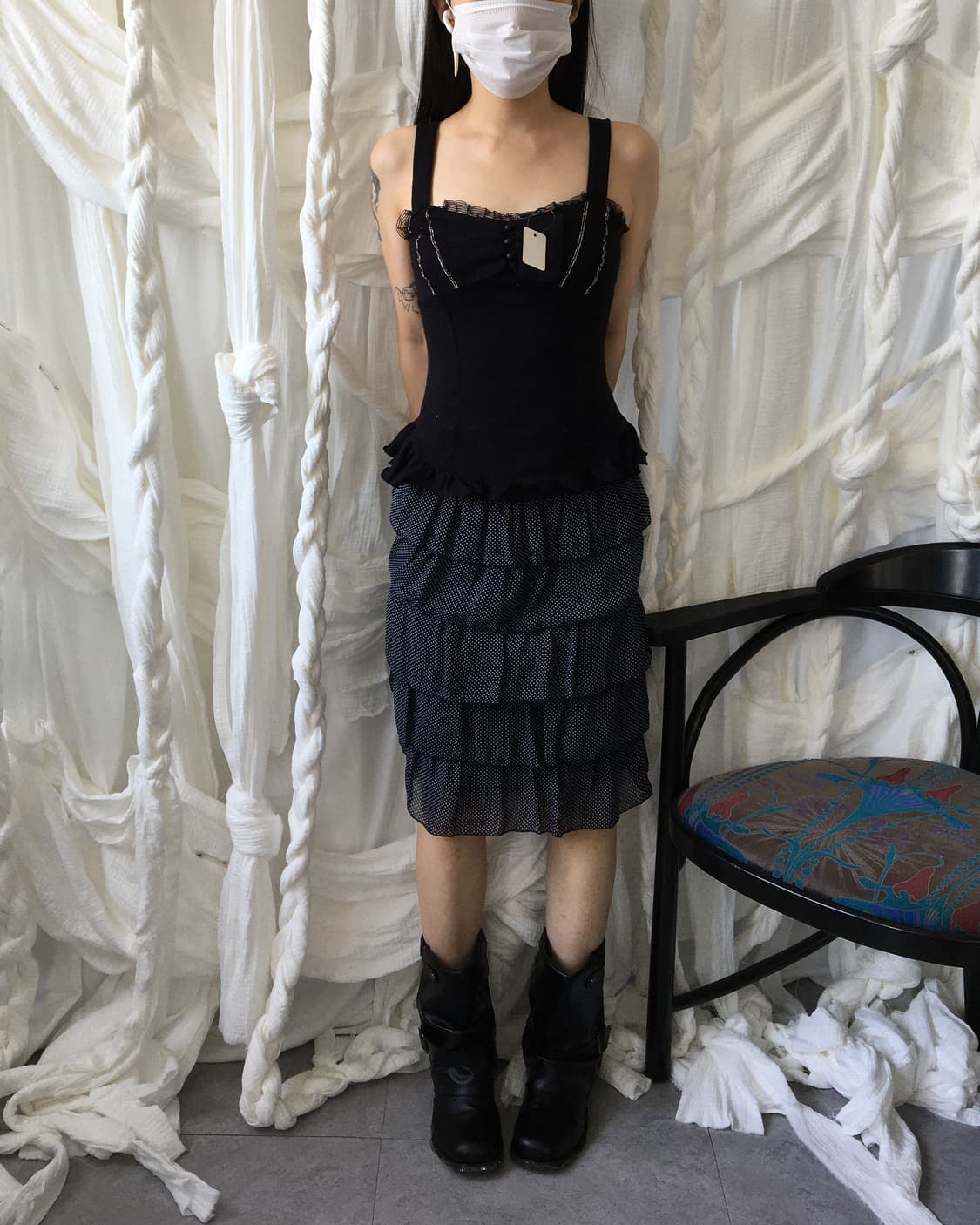 Dot pattern layer midi skirt 상품이미지3