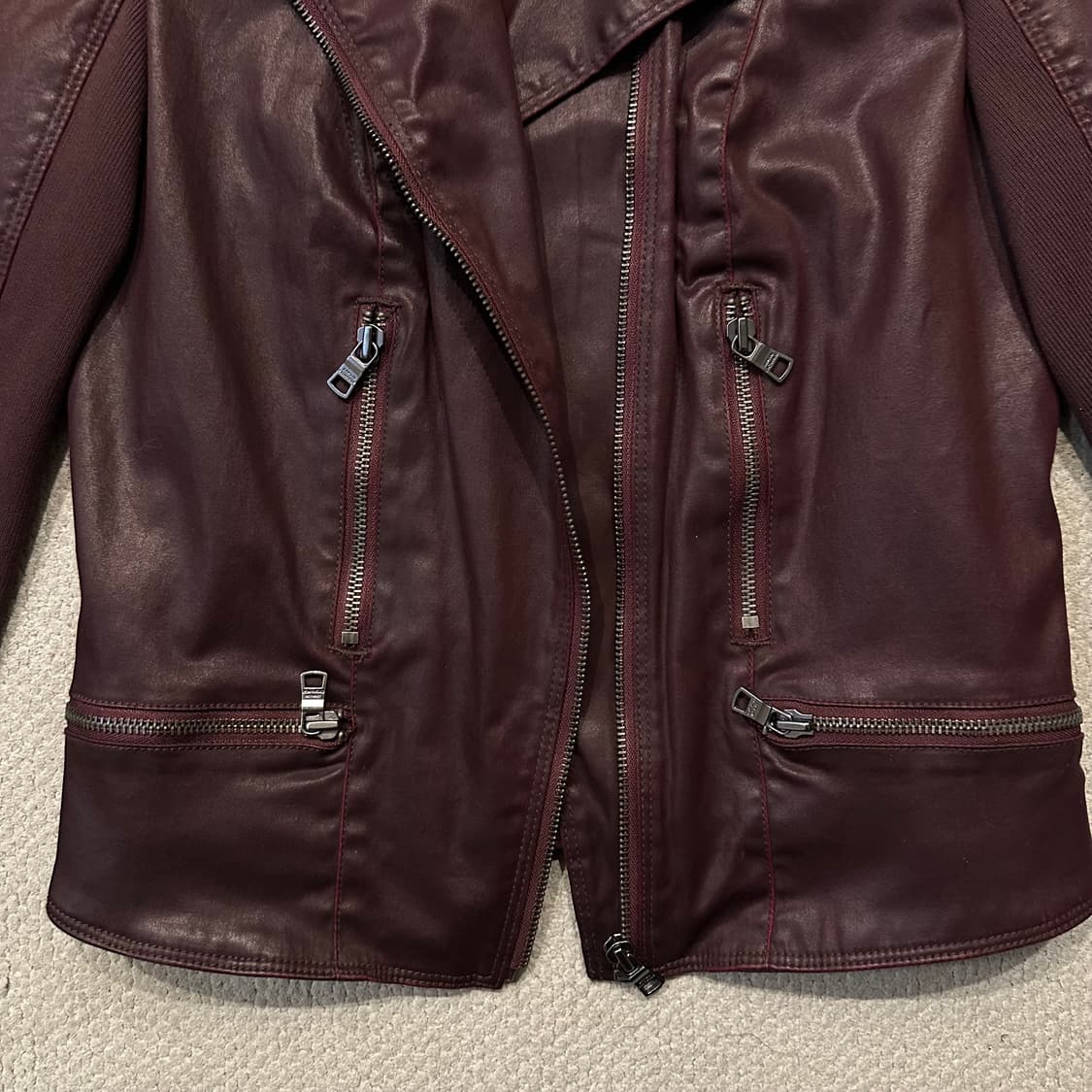 아르마니 Armani 코티드 버건디 라이더 자켓 상품이미지3