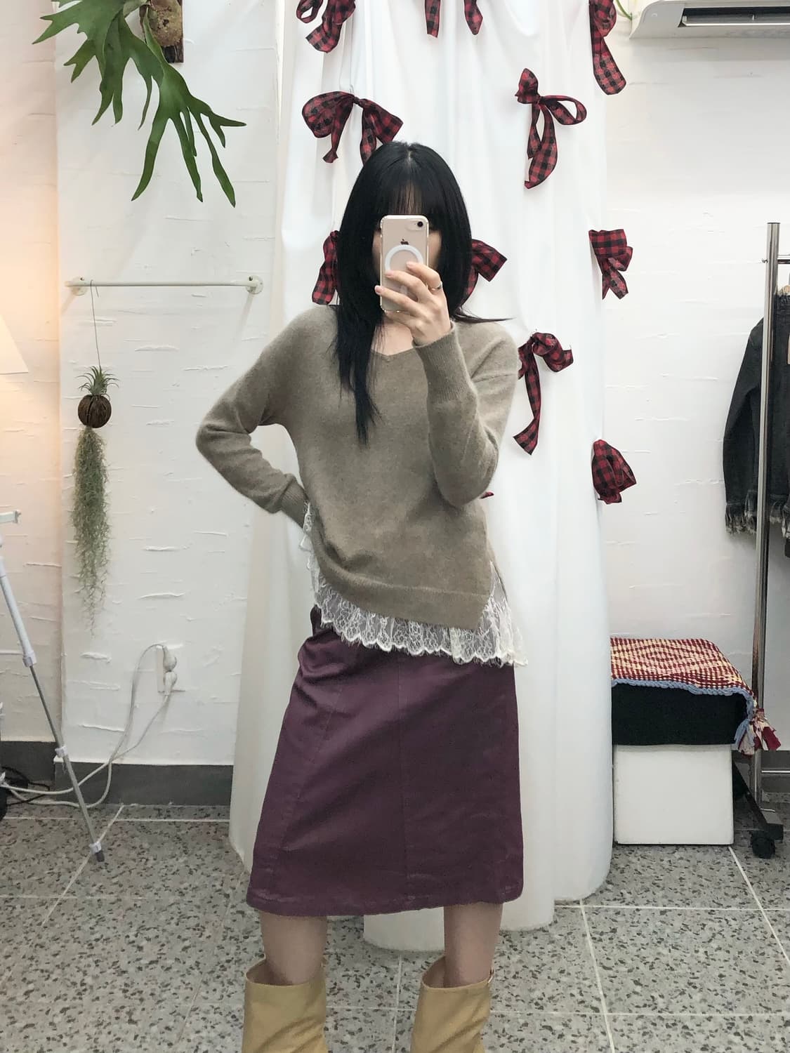 cream lace soft knit 상품이미지3