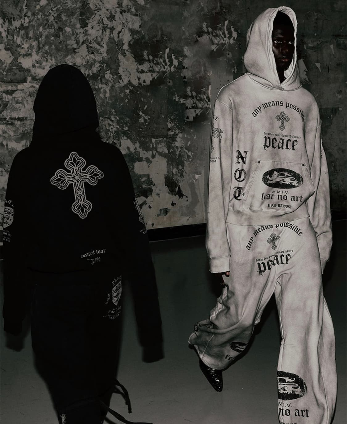 배드블러드 피스 낫 워 스트링 스웻팬츠 바지 더스티 화이트 M 상품이미지5