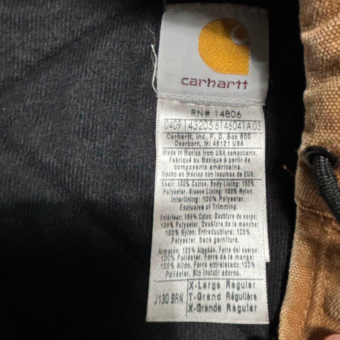 XL 칼하트 j130 샌드스톤 후드 자켓 상품이미지4