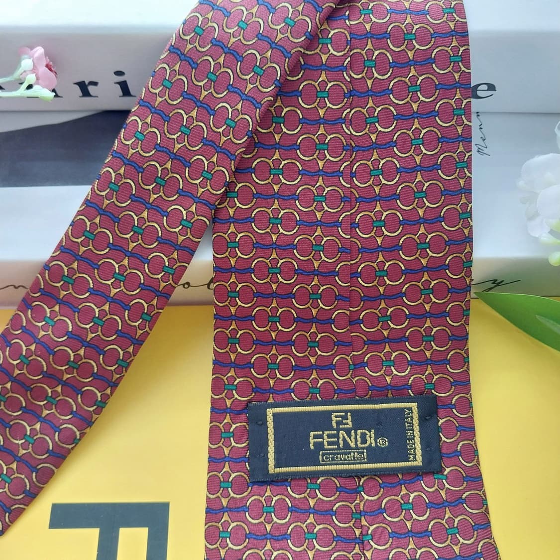 펜디 실크 브라운  체인 패턴 넥타이 9.4cm A등급 K2145
 상품이미지4