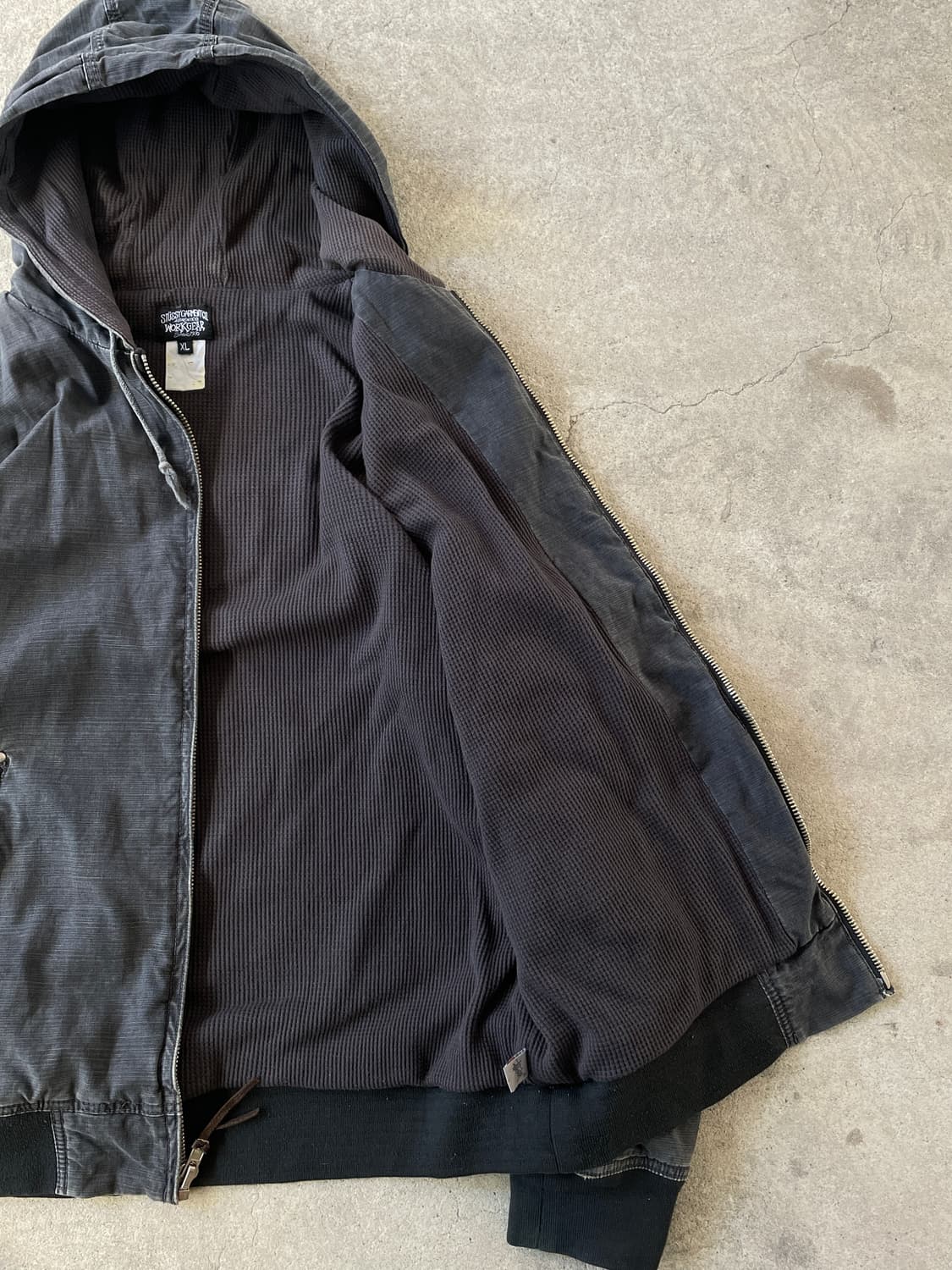 00s Stussy Canvas Faded Black Hood zip 상품이미지4