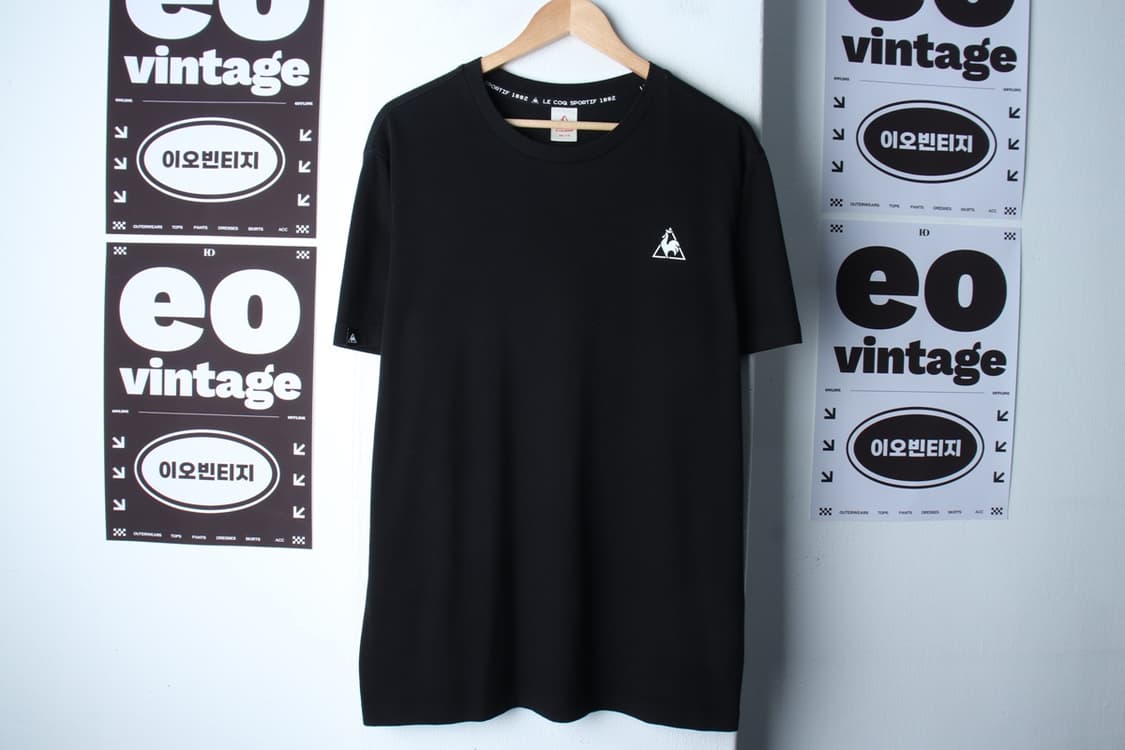 (2XL) 르꼬끄 반팔 티셔츠 빅사이즈 블랙 올드스쿨-H32079 상품이미지2